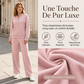 Ensemble sweatshirt à demi-zip et pantalon large pour femme