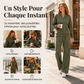 Ensemble sweatshirt à demi-zip et pantalon large pour femme