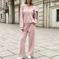 Ensemble sweatshirt à demi-zip et pantalon large pour femme