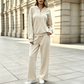 Ensemble sweatshirt à demi-zip et pantalon large pour femme