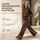 Ensemble de détente décontracté pour femme en maille douce deux pièces avec sweat à capuche zippé et pantalon large
