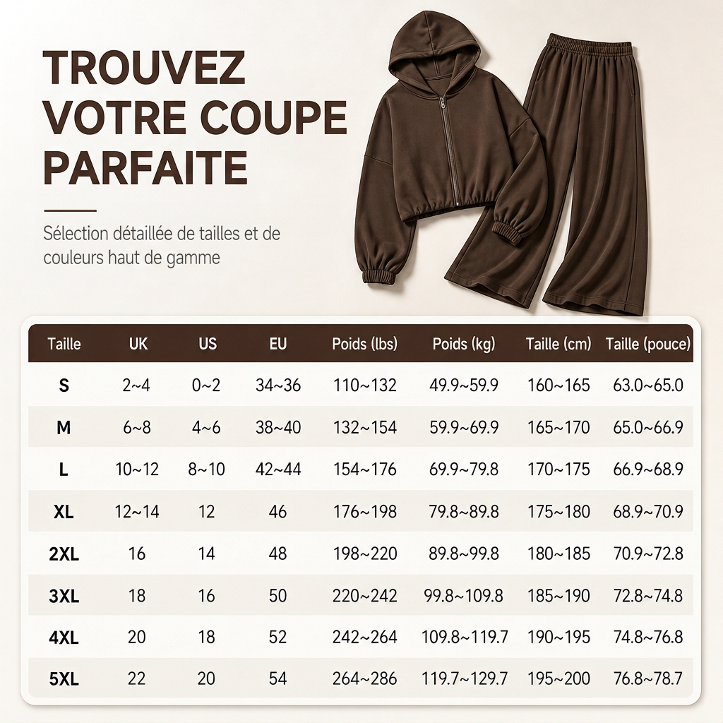 Ensemble de détente décontracté pour femme en maille douce deux pièces avec sweat à capuche zippé et pantalon large