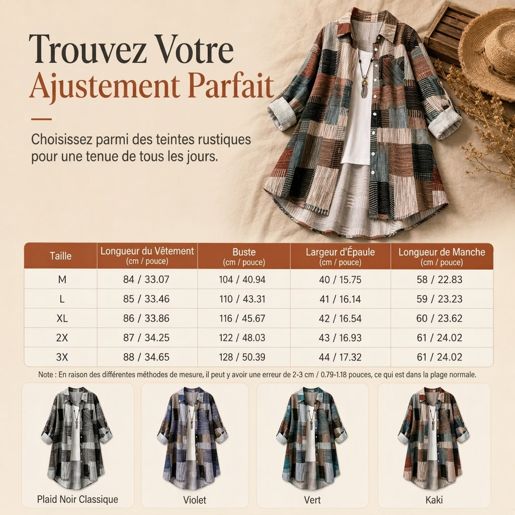 Chemise à manches longues à carreaux, coupe décontractée ample, vêtement d'extérieur grande taille avec protection solaire pour le printemps et l'automne