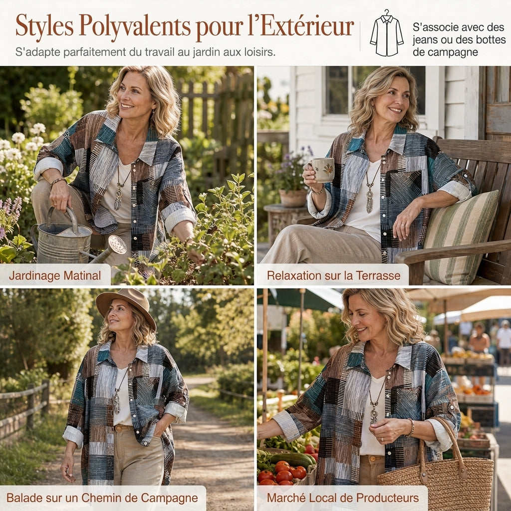 Chemise à manches longues à carreaux, coupe décontractée ample, vêtement d'extérieur grande taille avec protection solaire pour le printemps et l'automne