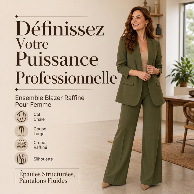 Ensemble veste de tailleur à col châle et pantalon large pour femme