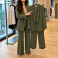 Ensemble veste de tailleur à col châle et pantalon large pour femme
