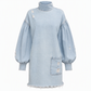 Robe mini en jean oversize à col montant pour femme