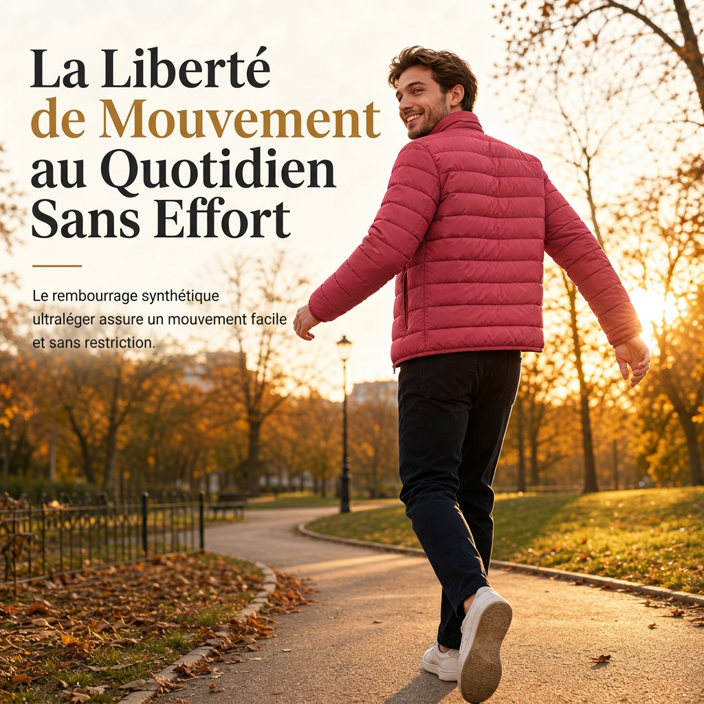 Manteau d'hiver matelassé léger à col montant pour homme