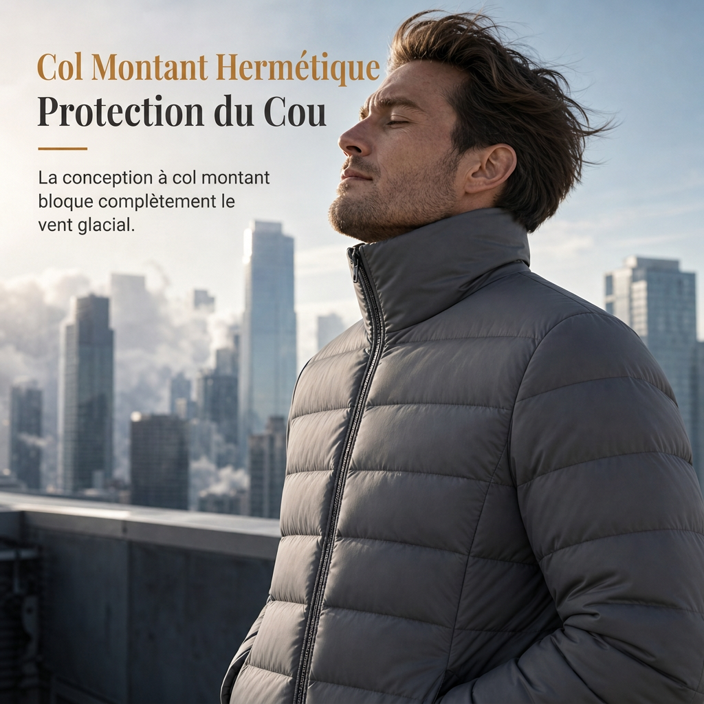 Manteau d'hiver matelassé léger à col montant pour homme