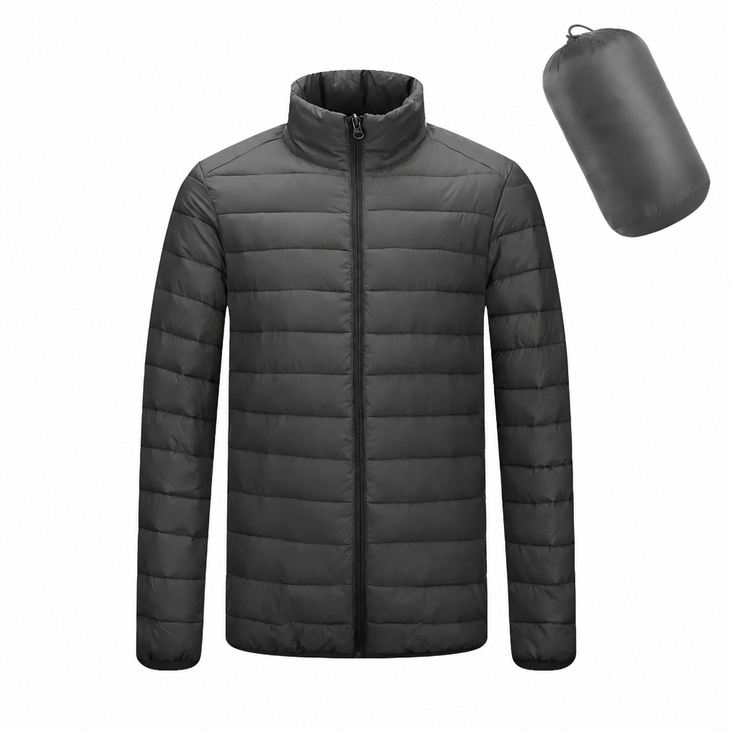 Manteau d'hiver matelassé léger à col montant pour homme