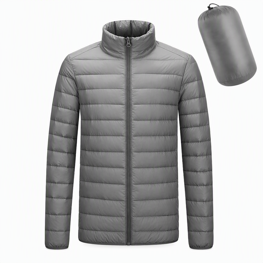Manteau d'hiver matelassé léger à col montant pour homme