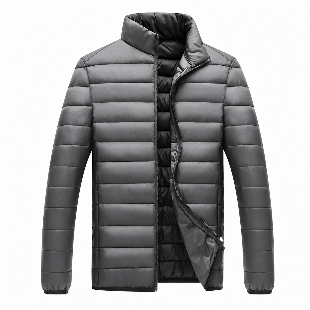 Manteau d'hiver matelassé léger à col montant pour homme