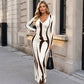 Robe longue moulante à manches longues imprimée pour femme
