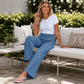 Pantalon taille haute à jambes larges pour femme
