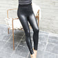 Leggings taille haute pour femme en simili cuir PU