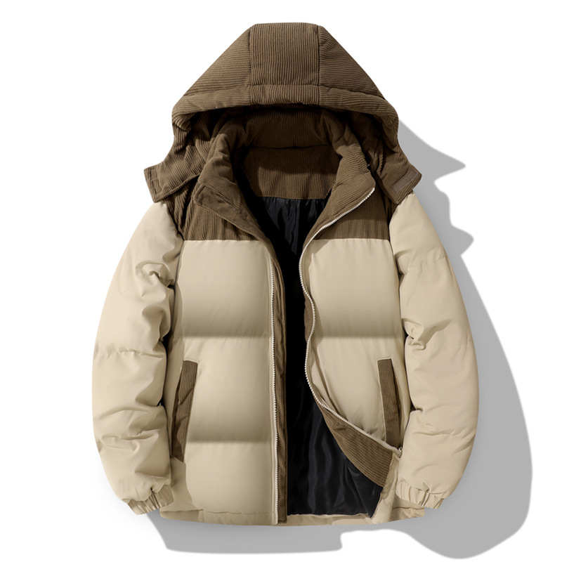 Doudoune à capuche color-block pour homme, hiver