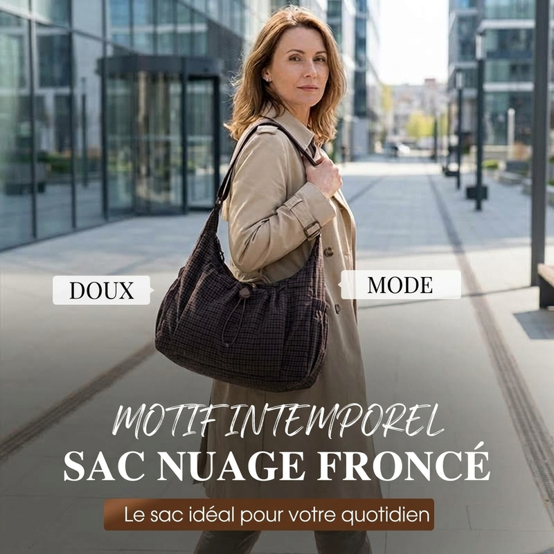 Sac nuage à carreaux avec cordon de serrage et fronces
