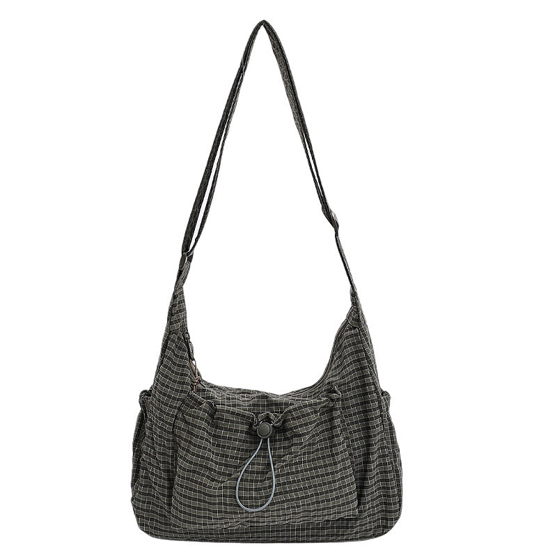 Sac nuage à carreaux avec cordon de serrage et fronces