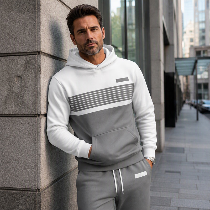 Ensemble sweat à capuche et pantalon décontracté à blocs de couleurs pour homme