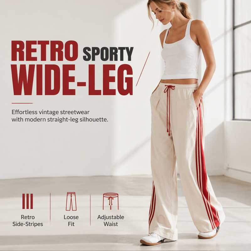 Pantalon large à cordon de serrage et poches pour femme, à rayures