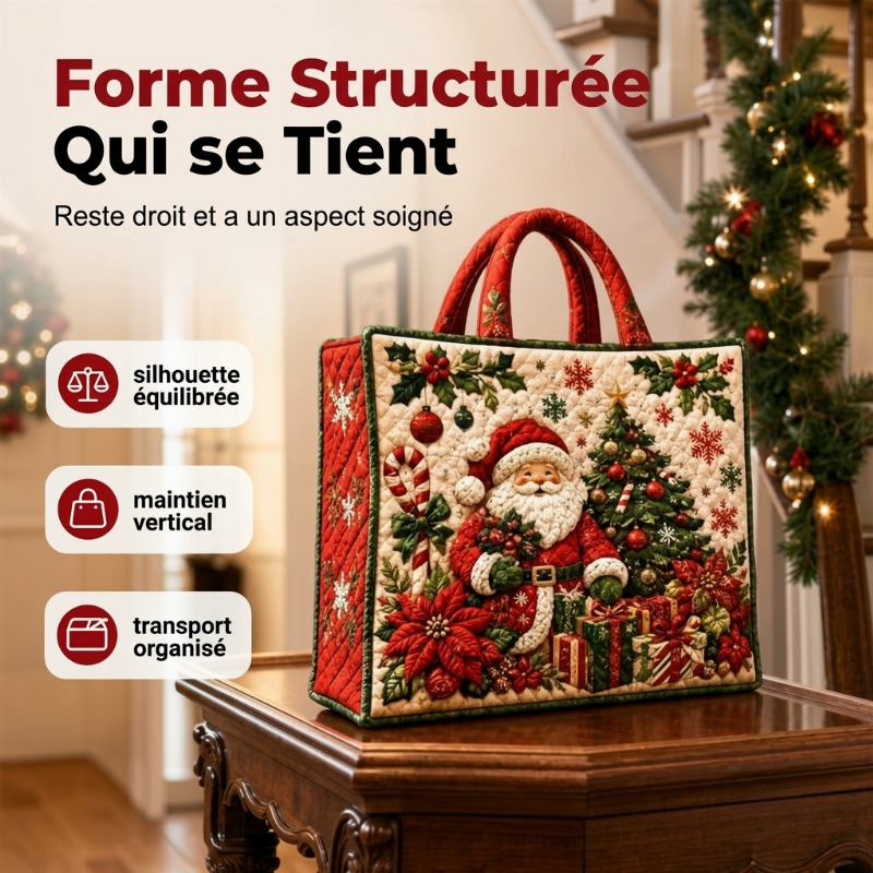 Sac fourre-tout matelassé à thème de Noël