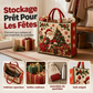 Sac fourre-tout matelassé à thème de Noël