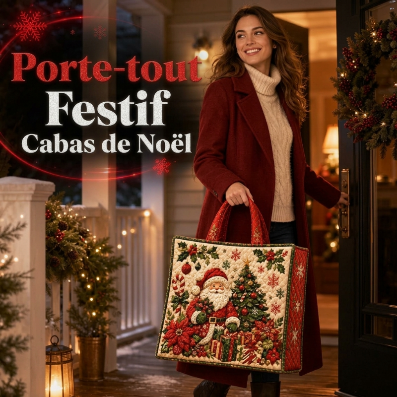 Sac fourre-tout matelassé à thème de Noël