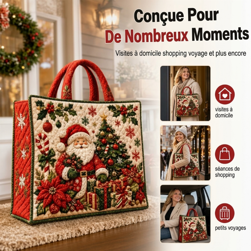 Sac fourre-tout matelassé à thème de Noël