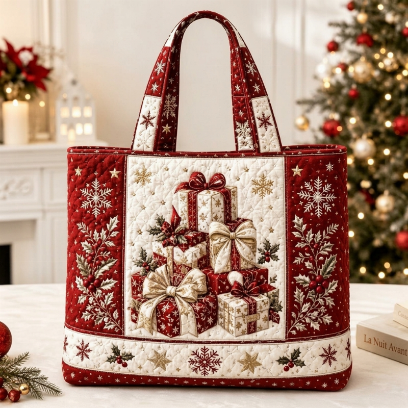 Sac fourre-tout matelassé à thème de Noël