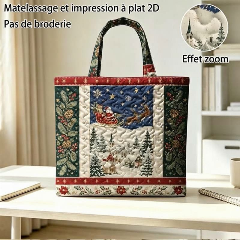 Sac fourre-tout matelassé à thème de Noël