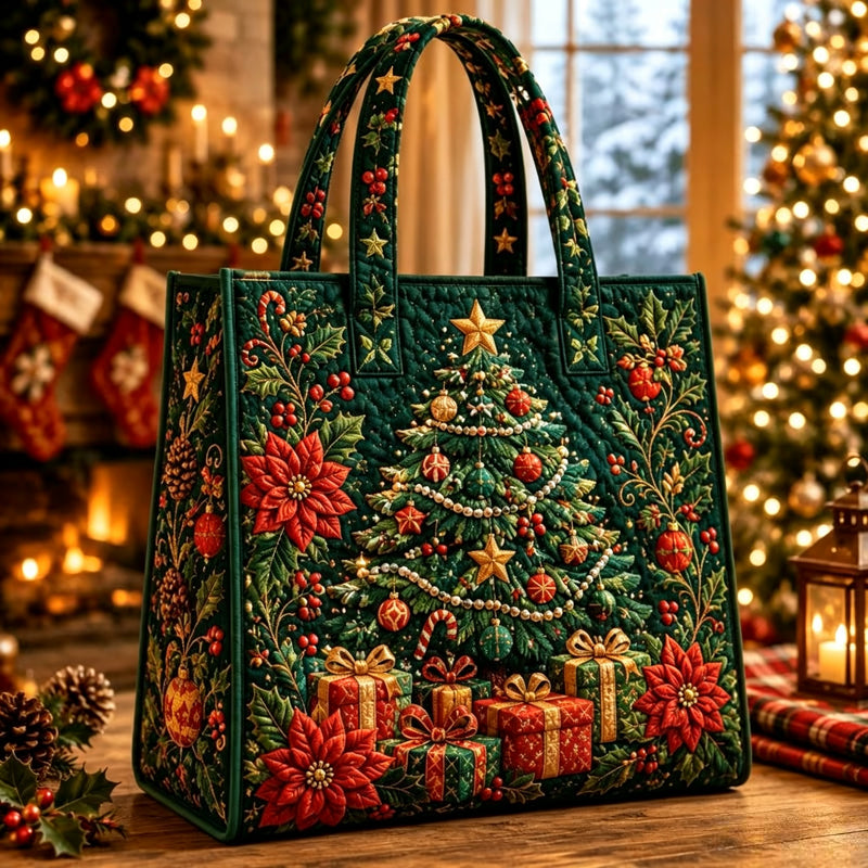 Sac fourre-tout matelassé à thème de Noël