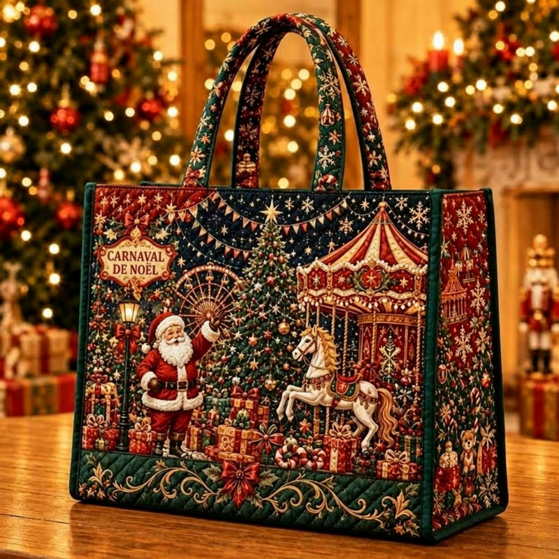 Sac fourre-tout matelassé à thème de Noël