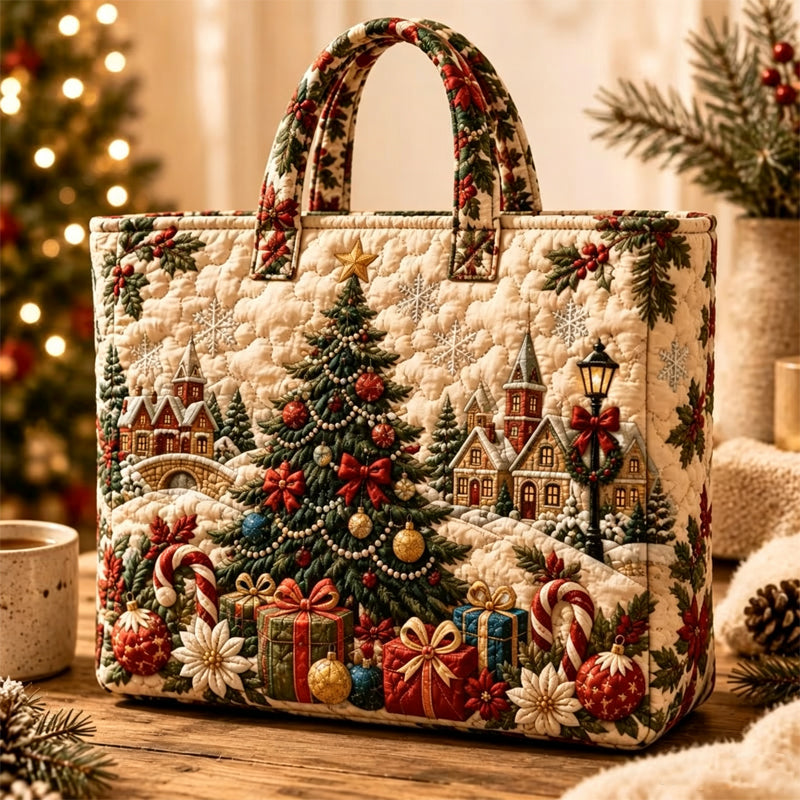 Sac fourre-tout matelassé à thème de Noël