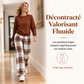 Ensemble sweat à col rond décontracté doux pour femme et pantalon à jambes larges