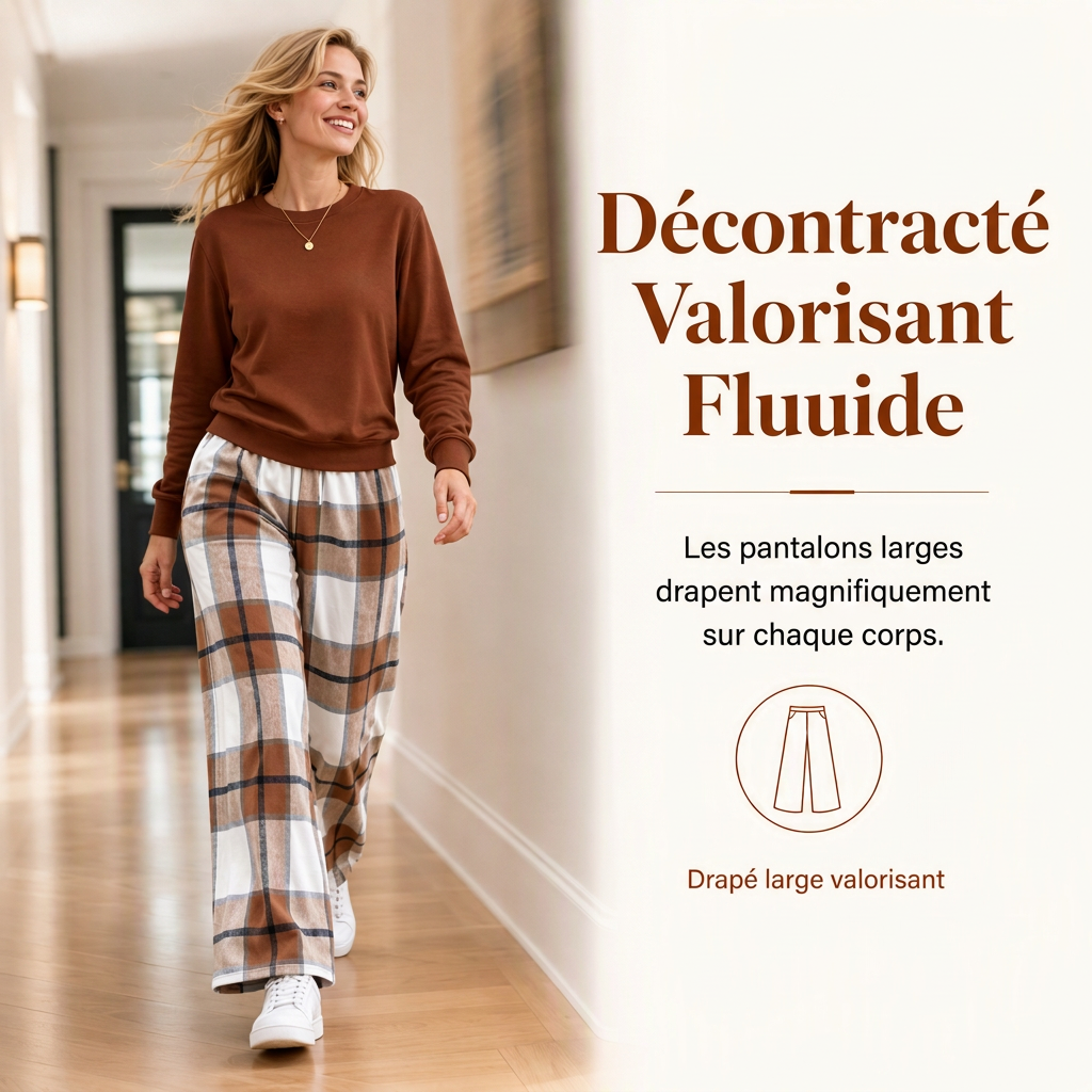 Ensemble sweat à col rond décontracté doux pour femme et pantalon à jambes larges
