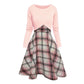 Ensemble élégant pour femme : robe à carreaux et top court