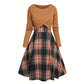 Ensemble élégant pour femme : robe à carreaux et top court