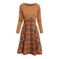 Ensemble élégant pour femme : robe à carreaux et top court