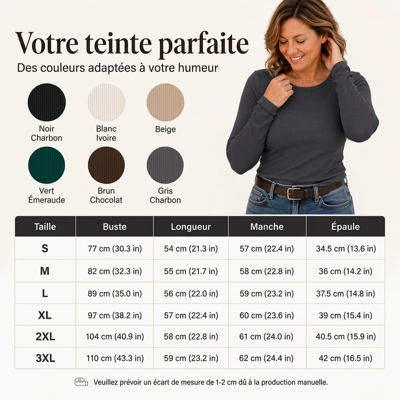 Haut en maille côtelée à col rond classique pour femme