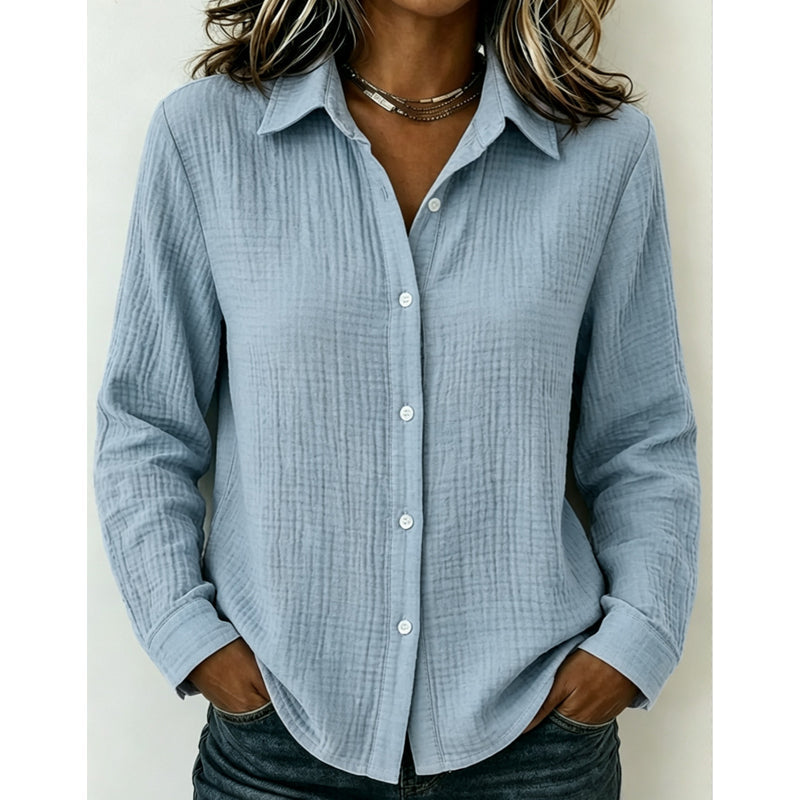 Chemise classique à manches longues et boutons pour femme