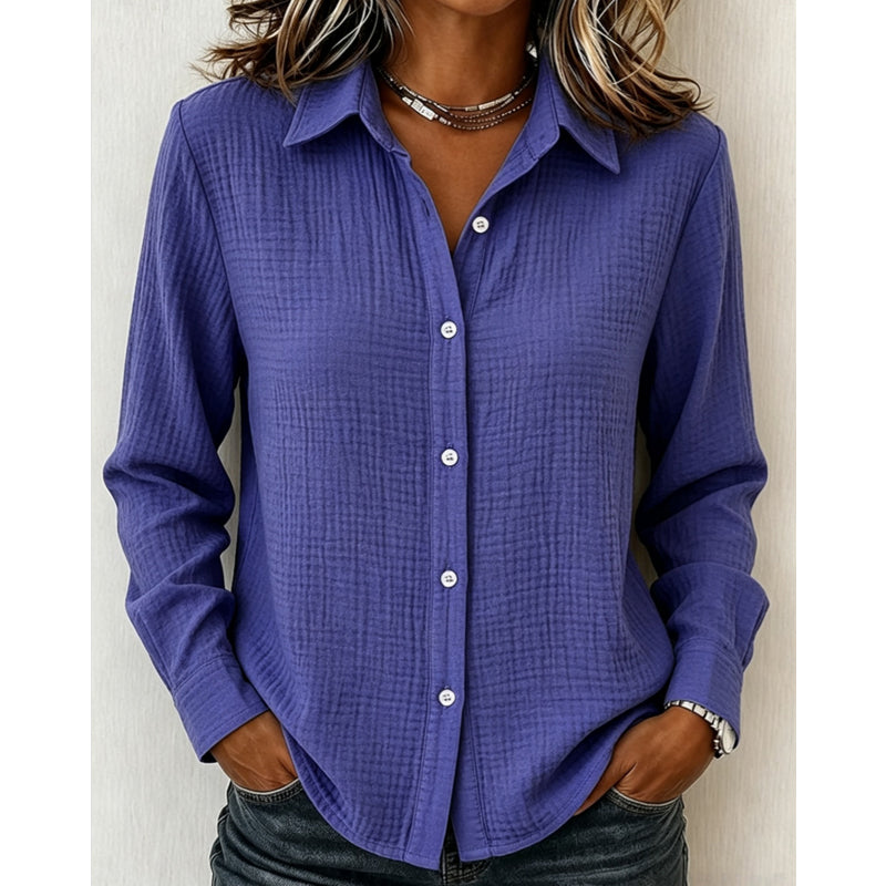 Chemise classique à manches longues et boutons pour femme
