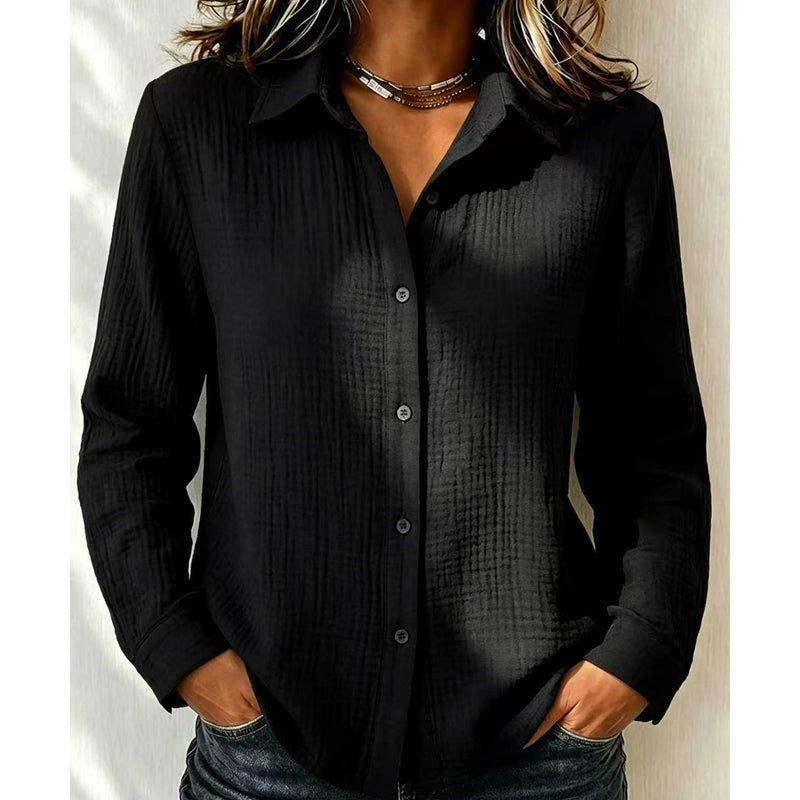 Chemise classique à manches longues et boutons pour femme