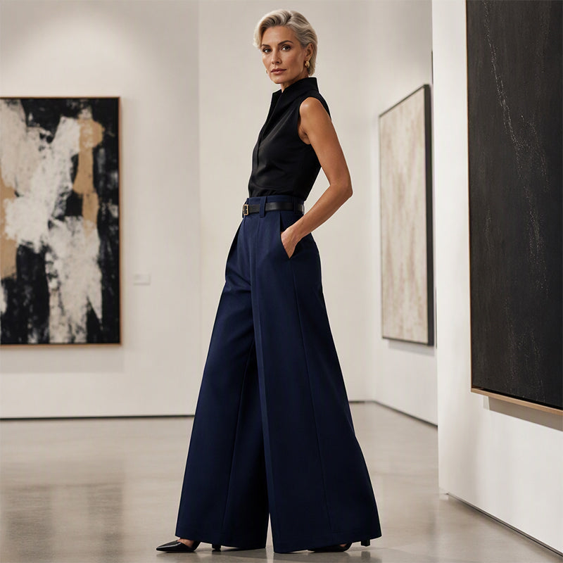 Pantalon large à drapé élégant pour femme