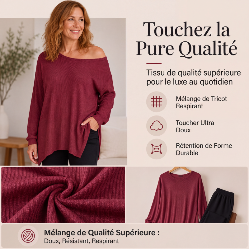 Haut femme épaules dénudées avec ourlet fendu