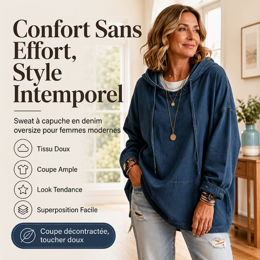 Sweat à capuche en jean décontracté pour femme