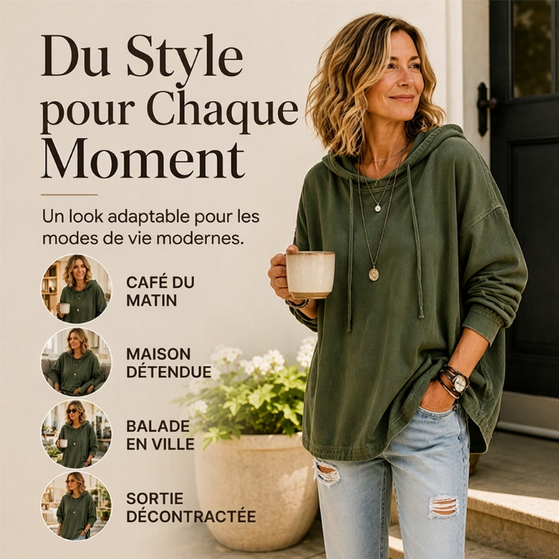Sweat à capuche en jean décontracté pour femme