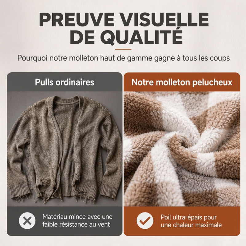 Cardigan à capuche oversize à carreaux et blocs de couleurs pour femme