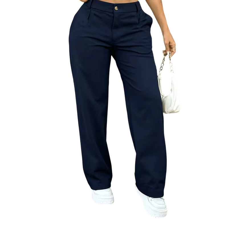 Pantalon habillé femme taille haute, coupe droite