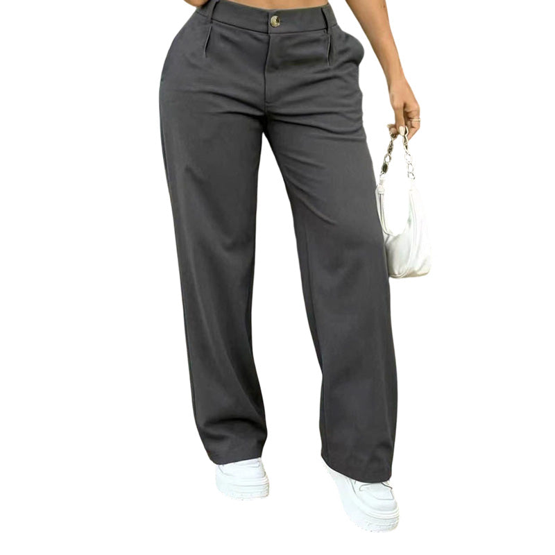 Pantalon habillé femme taille haute, coupe droite