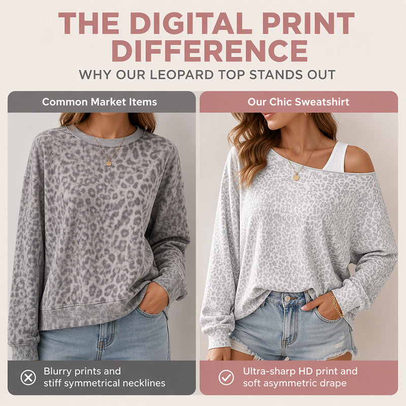 Haut chic asymétrique à imprimé léopard pour femme